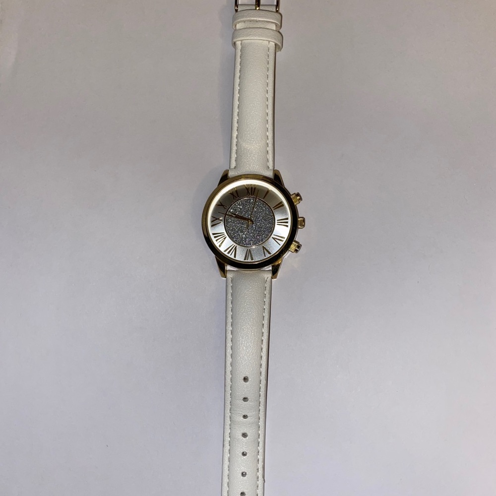 Gold and white watch